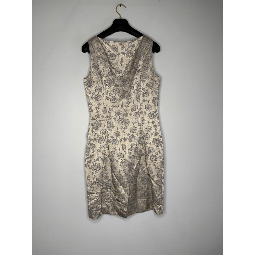 Vintage 90s Oscar De La Renta Women's 8 Silk Brocade Mini Sleeveless Dress